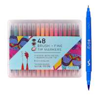 Water based ink 48 colors dual tip brush marker pen