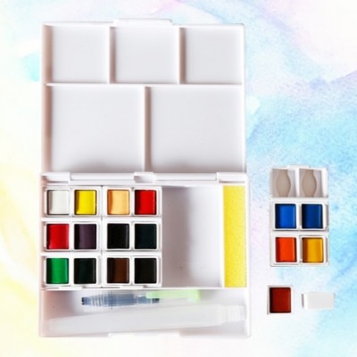 Superior Colorful Drawing Solid Water Color Paint Set with Water Supply Brush