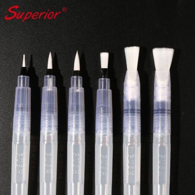 Superior Artist Watercolor Painting Water Brush Pen Flat Set With 6 Nylon Tips