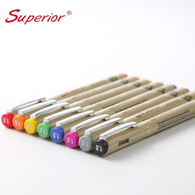 Superior fineliner drawing pen japan brush nylon tip 12 colors