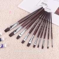 Chinese Oil & Acrylic Artist Paint Brush Flat Drawing Vinous Handle Filbert Paint Brush Size 8,10 for Art Supplies