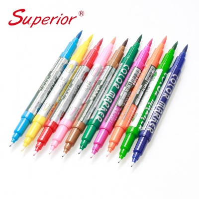 Superior Cartoon Design Drawing Marker Pen Dual Head 12 Colors